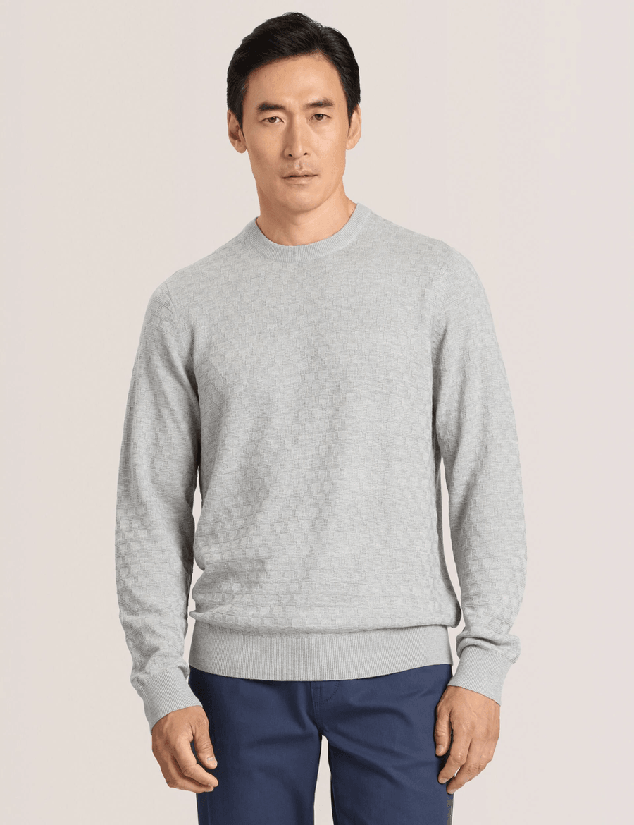 Ted Baker T STITCH LONG SLEEVE CREW NECK SWEATER | GREY HEATHER