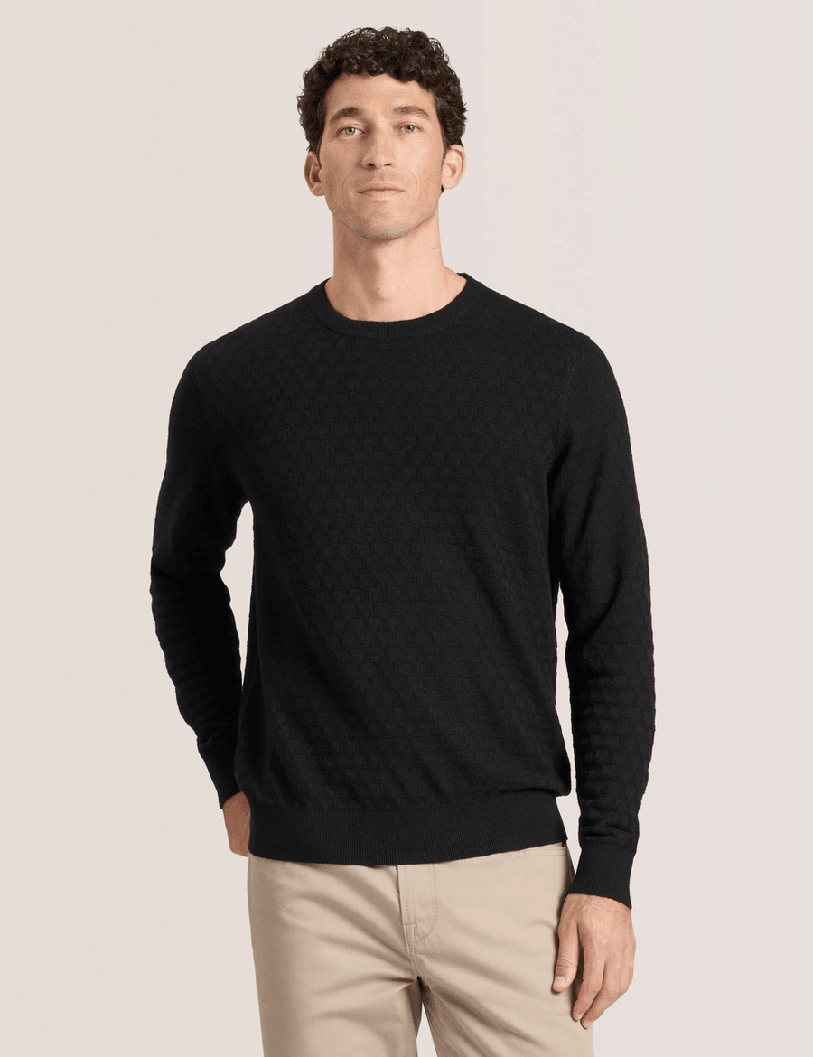 Ted Baker T STITCH LONG SLEEVE CREW NECK SWEATER | BLACK BEAUTY