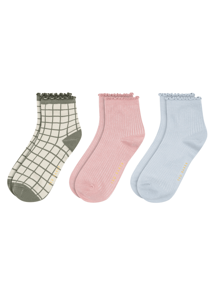 Ted Baker 3 PK Women's Non Terry Ruffle Anklet | DK-GREEN